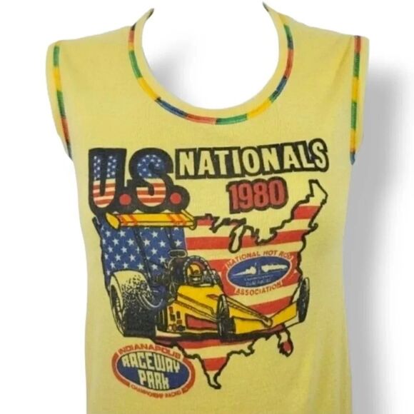 Vintage Rare 1980 U.S. Nationals NHRA Indianapolis Raceway Top in Yellow Size S - Picture 6 of 7